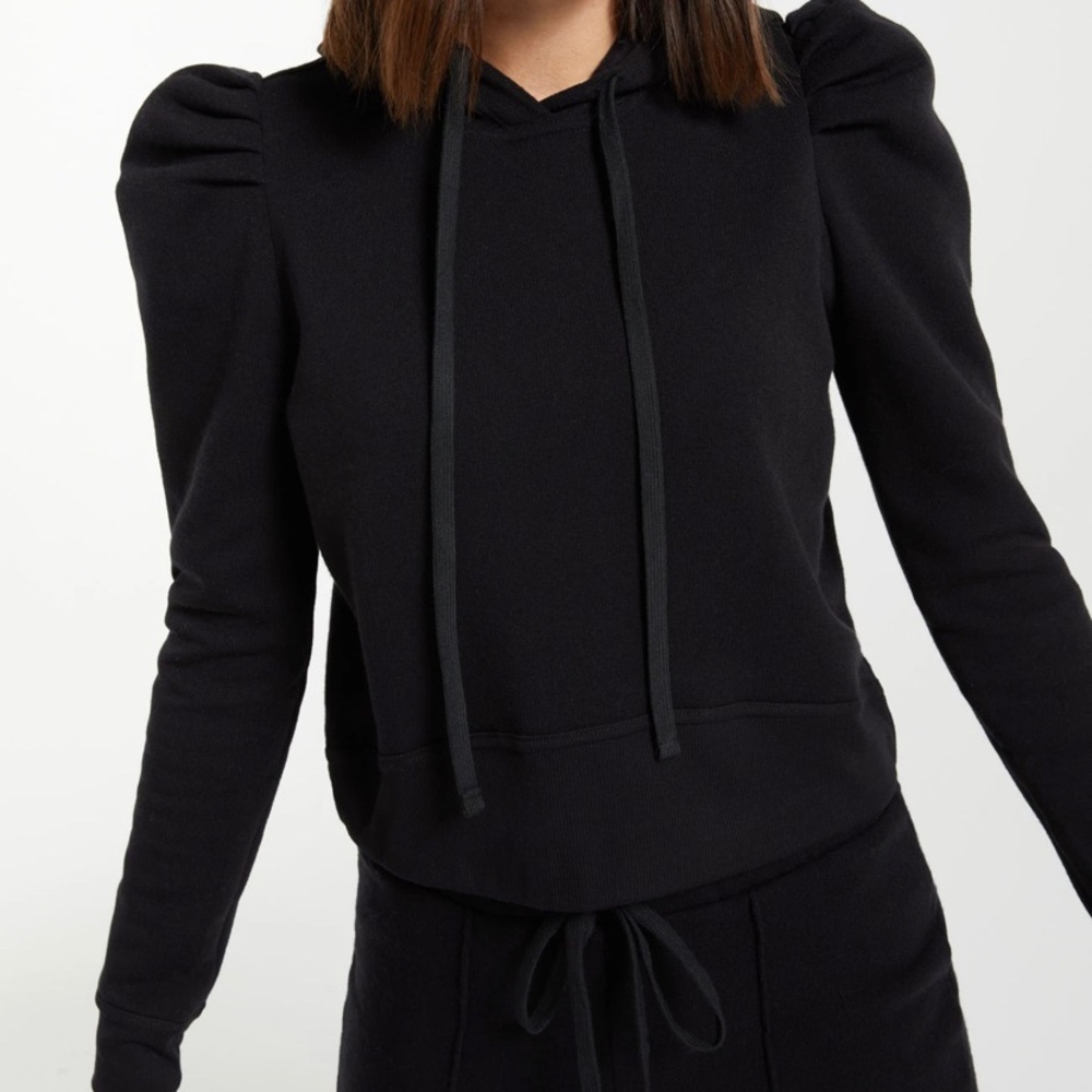 Z Supply Logan Puff Sleeve Hoodie Black